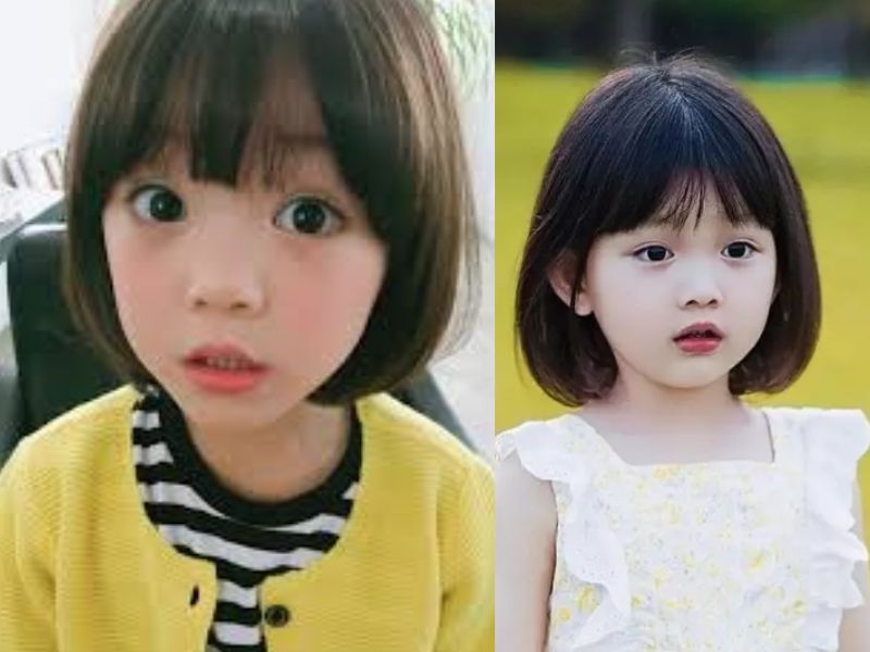 Tóc mái uốn cụp cho bé
